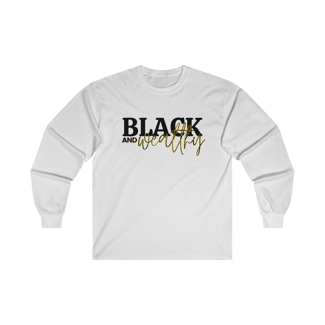 Black & Wealth - Long Sleeve White T-Shirt